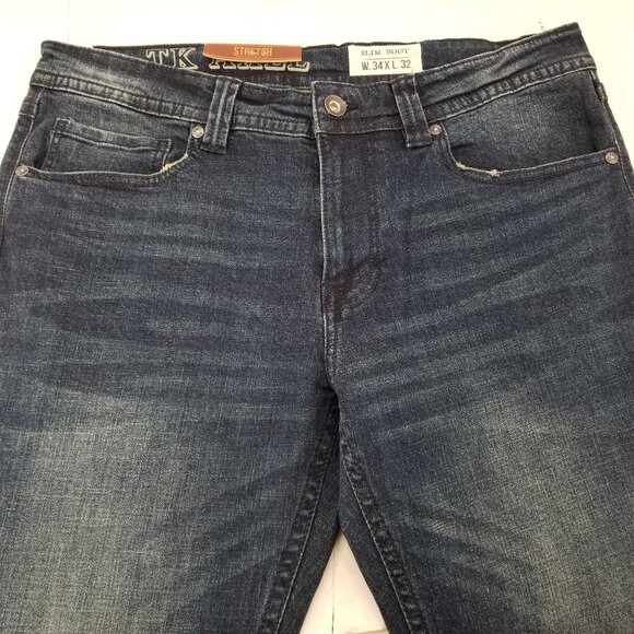 TK Axel Jeans Men’s 34 X 32 Slim Boot Cut Med Blue Denim Stretch 5 Pockets NWT - Picture 3 of 10
